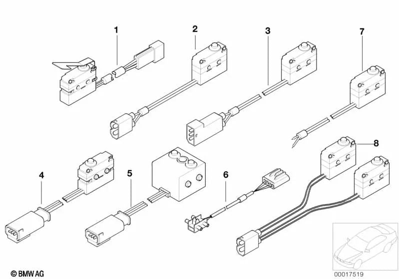 Microswitch-trunk lock for BMW 7 Series E38 (OEM 61318360401). Original BMW.