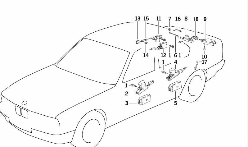 Actuador Puerta Delantera para BMW Serie 5 E34, Serie 7 E32 (OEM 51268356065). Original BMW