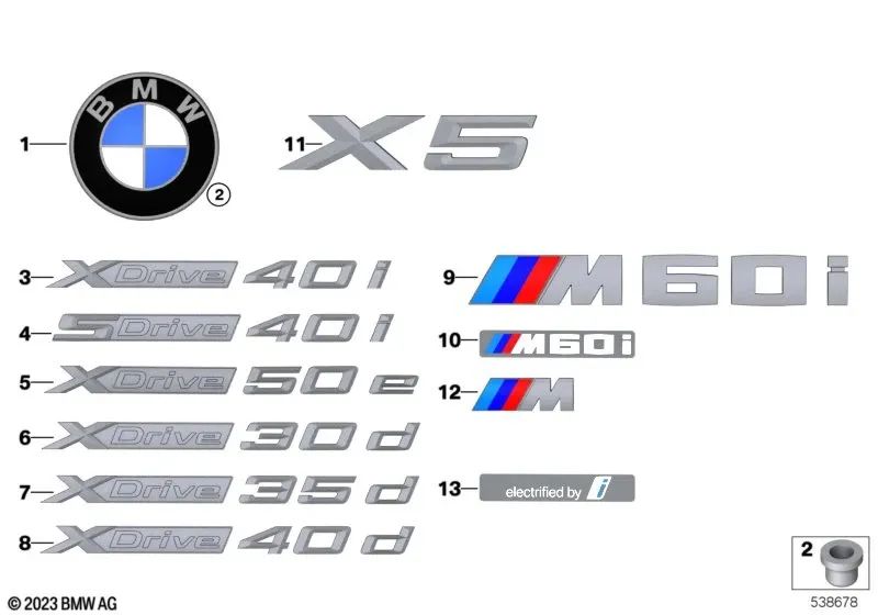 Emblem pour BMW G05, G05N (OEM 51147436015). BMW d'origine