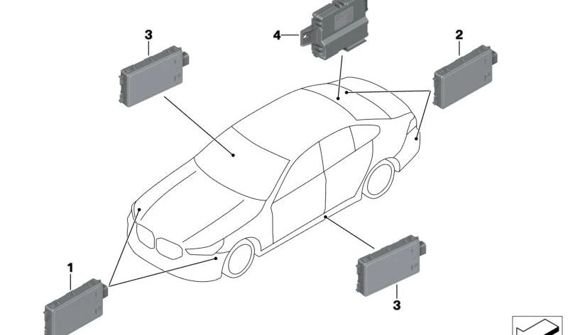 Module de capteur radar court à radar OEM 66325B49599 pour BMW F70, U06, G60, G61, G68, G90, G70, U11, U12, U10, G45, G05, G18, F95, G06, F96, G07, G09, I20, U25. BMW d'origine.