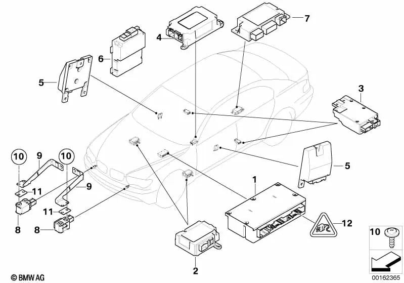 Sensor columna B derecha para BMW E65, E66 (OEM 65776949910). Original BMW