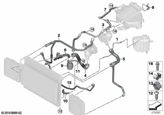 Manguera de radiador-motor para BMW F87N (OEM 11538071985). Original BMW