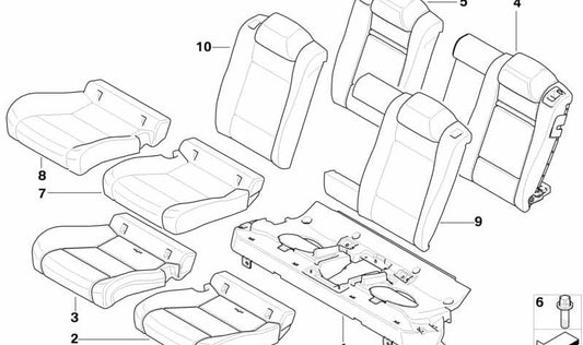 Funda de Asiento de Cuero Derecha para BMW E71, E72 (OEM 52209141238). Original BMW