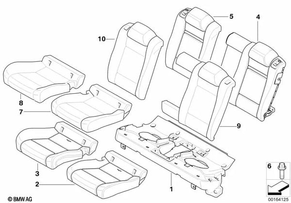 Funda de asiento de cuero derecha para BMW E71 (OEM 52207223461). Original BMW