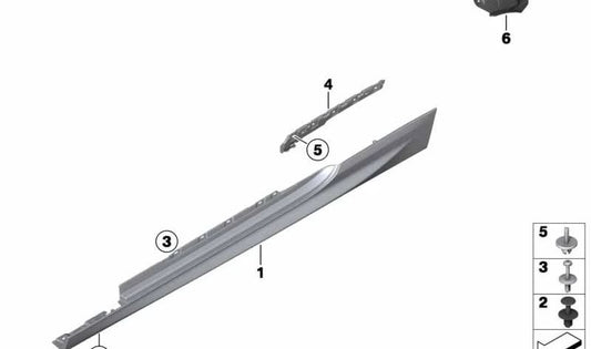 Listón de sujeción del estribo trasero izquierdo para BMW F12, F13 (OEM 51777223083). Original BMW