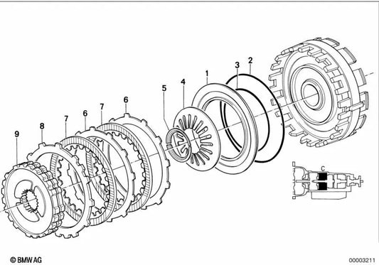 Tellerfeder for BMW E21, E30, E12, E28, E34, E24, E23, E32, E31 (OEM 24231205945). Genuine BMW.