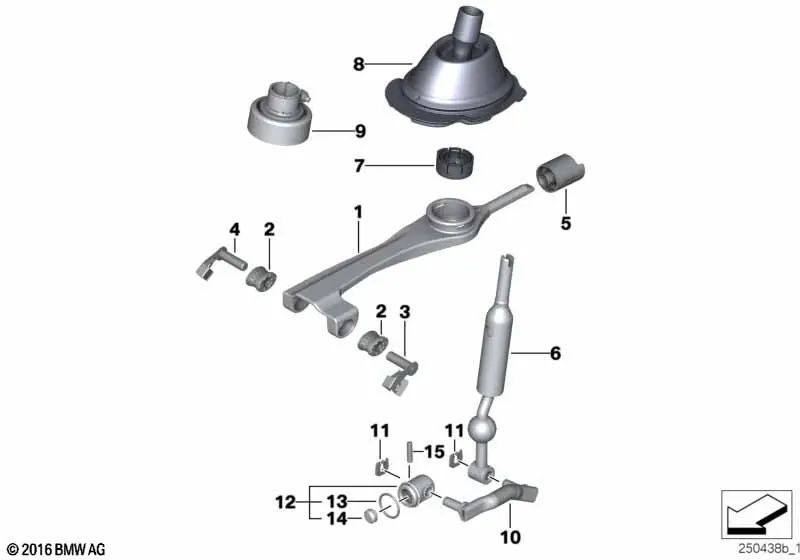 Brazo de cambio reforzado para BMW Serie 1 E81, E82, E87N, E88, Serie 3 E90, E90N, E91, E91N, X1 E84 (OEM 25117566100). Original BMW.