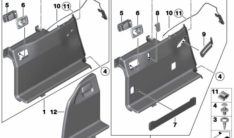 Revestimiento maletero izquierdo para BMW F11 (OEM 51477234737). Original BMW