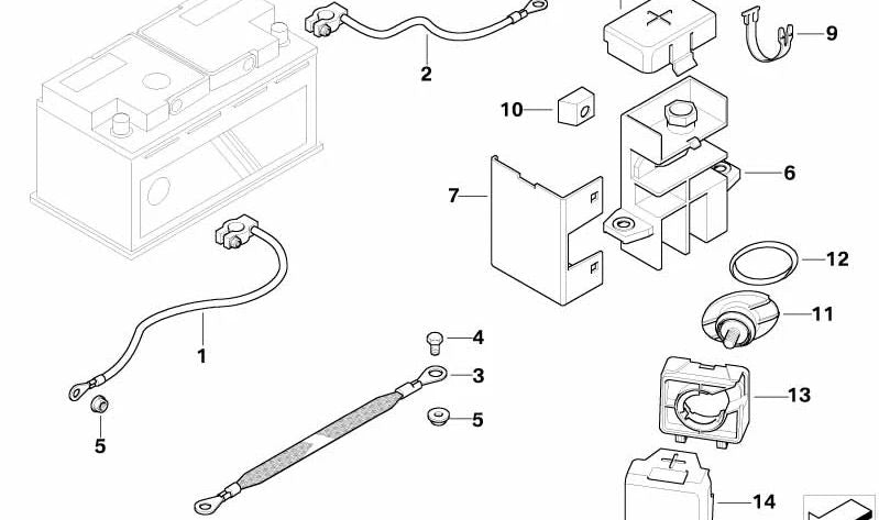 Cable de batería positivo para BMW (OEM 61106910058). Original BMW