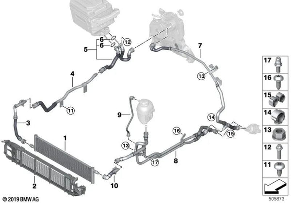 Leitung Power Control Unit - Batería para BMW X3 G01, G01N Serie X4 G02, G02N (OEM 17128597285). Original BMW