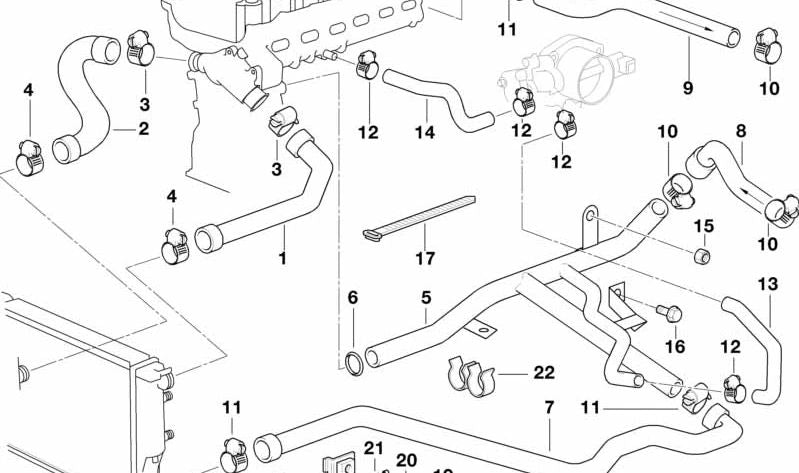 Wasserschlauch für BMW E39 (OEM 11531740474). Original BMW