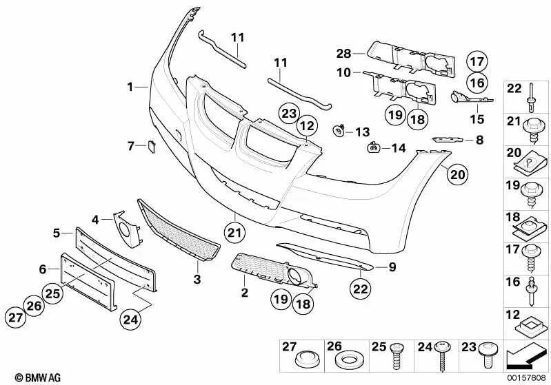 Soporte PDC delantero exterior izquierdo para BMW Serie 3 E90, E91 (OEM 51118042221). Original BMW.