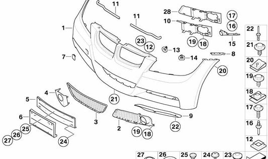 OEM 51117907076 Center Grille for BMW 3 Series (E90, E91). Original BMW.