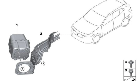 Generador de Sonido para BMW X2 F39, X3 G01, MINI F56E, F56F, F57F, F60N (OEM 65125A355B6). Original BMW