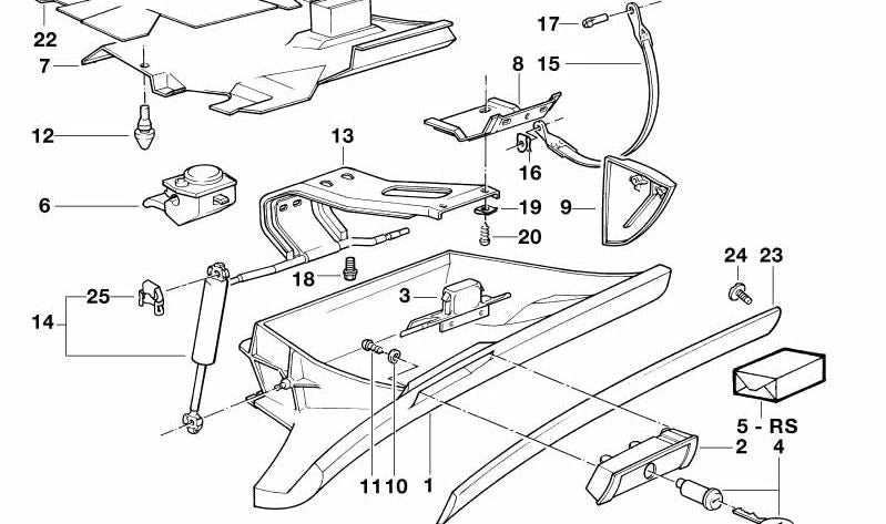 Cubierta del guantera para BMW E34 (OEM 51168102499). Original BMW