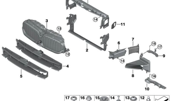 Compuerta de aire superior para BMW G30N (OEM 51745A218F4). Original BMW