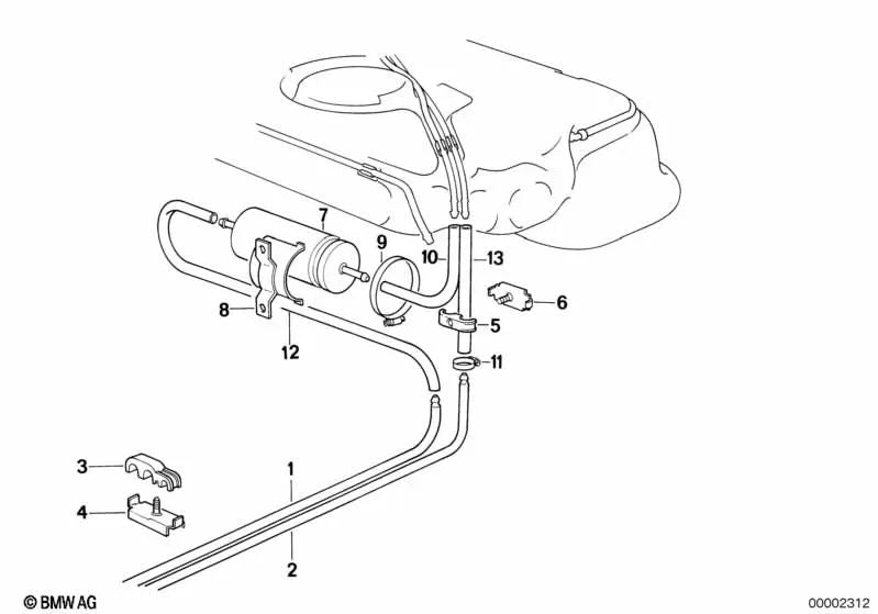 Conducción de Alimentación para BMW E46, F30, F80 (OEM 16112294225). Original BMW