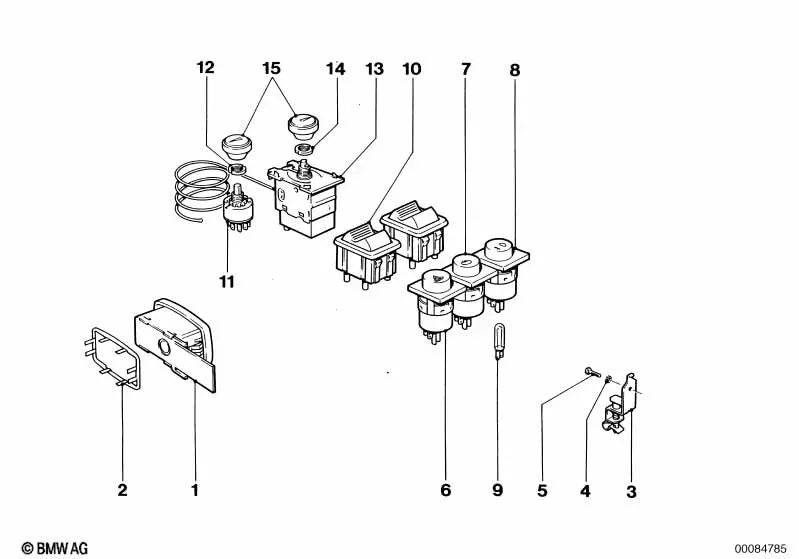 Interruptor de control del freno de mano para BMW E81, E82, E88, E21, E30, E36, E46, E12, E28, E34, E39, E60, E61, E24, E63, E64, E23, E32, E84, E83, E53, E52 (OEM 61311369771). Original BMW