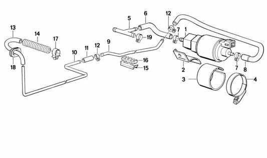 Fuel line for BMW 5 Series E34 (OEM 64121389414). Original BMW