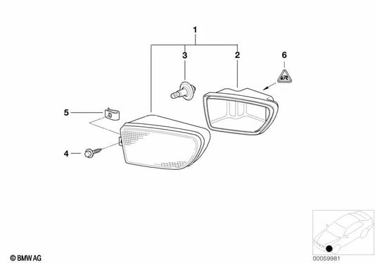 Abdeckkappe für Nebelscheinwerfer rechts für BMW 5er E39 (OEM 63178381976). Original BMW