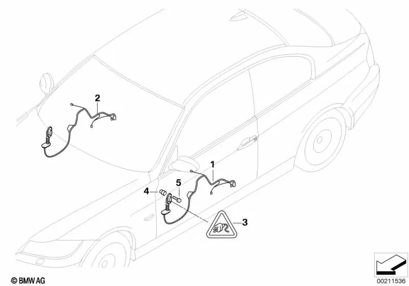 Passenger Side Wiring for BMW 3 Series E92 (OEM 61126957126). Genuine BMW