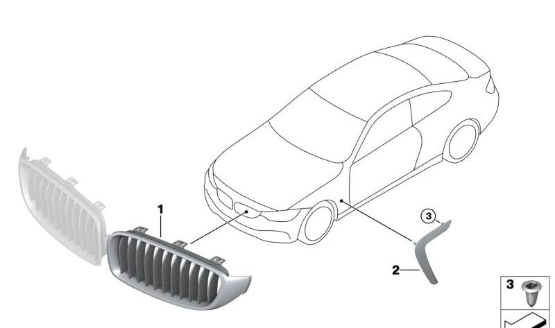 Conducto de aire lateral delantero derecho OEM 51747494356 para BMW Serie 4 (F32, F33, F36). Original BMW.