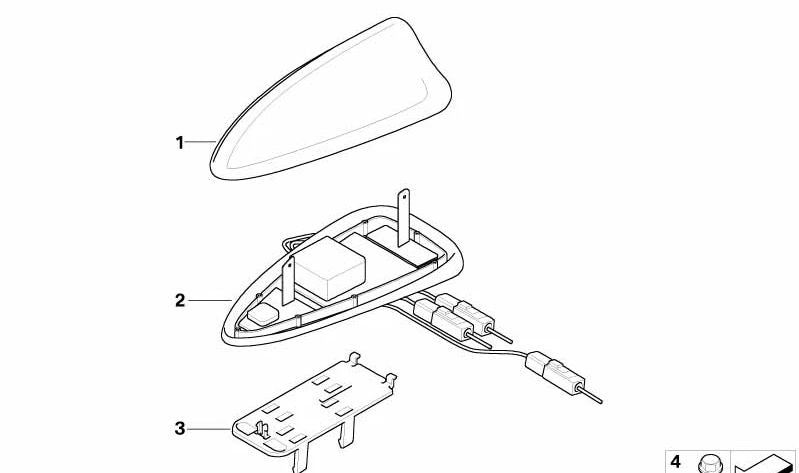 Antena de techo para BMW Serie 5 E60, E61 (OEM 65206949373). Original BMW