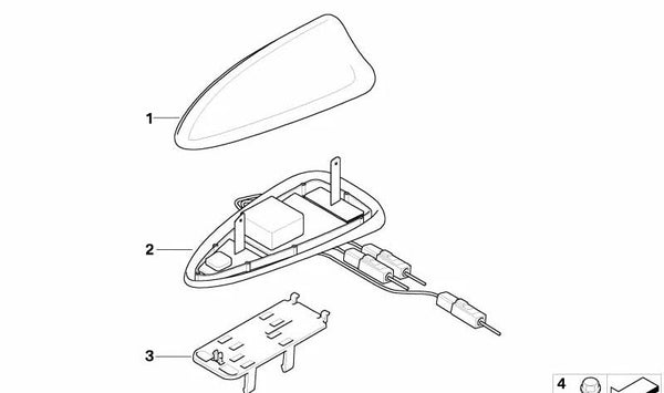 Antena de techo para BMW Serie 5 E60, E61 (OEM 65206949373). Original BMW