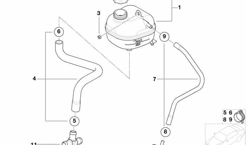 Abrazadera para manguera para BMW Serie 3 E90, E91, E92, E93, G20, G21, Serie 4 G22, G23, G26, Serie 5 E60, E61, F07, F10, F11, G30, G31, G60, Serie 6 E63, E64, F06, F12, F13, G32, Serie 7 F01, F02, F04, G11, G12, G70, Serie 8 G14, G15, G16, X3 F25, G01,