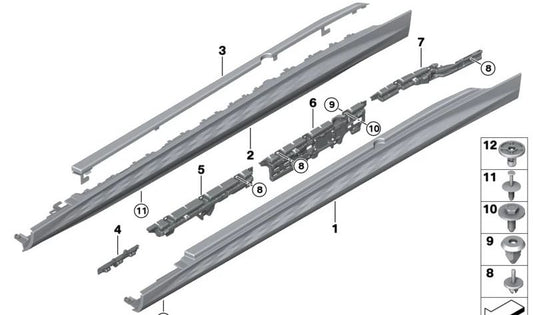 Revestimiento de faldón inferior izquierdo para BMW G60, G61 (OEM 51775A6A625). Original BMW.