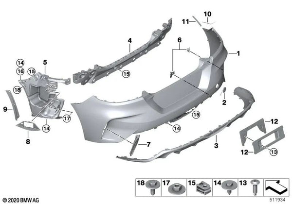 Guía central trasera para BMW Z4 G29 (OEM 51127436843). Original BMW.