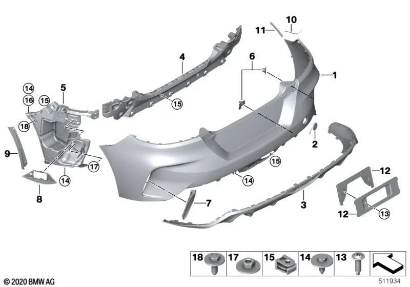 Rear License Plate Holder for BMW G06, G29 Series MINI F54, R55 (OEM 51187160607). Original BMW