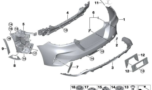 Cubierta del parachoques trasero inferior para BMW Z4 G29 (OEM 51128089721). Original BMW