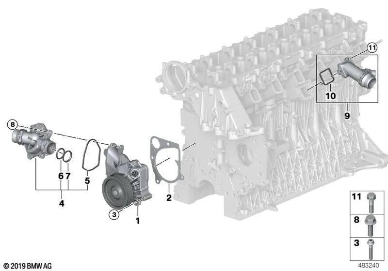 Junta Metálica para BMW E87, E46, E90, E91, E92, E93, E39, E60, E61, E63, E64, E38, E65, E66, E83, E53, E70, E71 (OEM 11517793796). Original BMW.