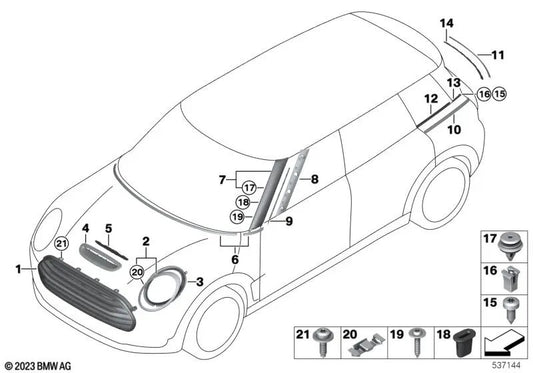 Flachkopfschraube für BMW F40, F52, F22N, F23N, F44, F45, F45N, F46, F46N, F87N (OEM 07119908698). Original BMW