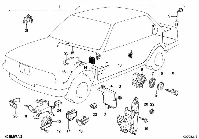 Soporte Bocina para BMW Serie 3 E30 (OEM 61331380019). Original BMW