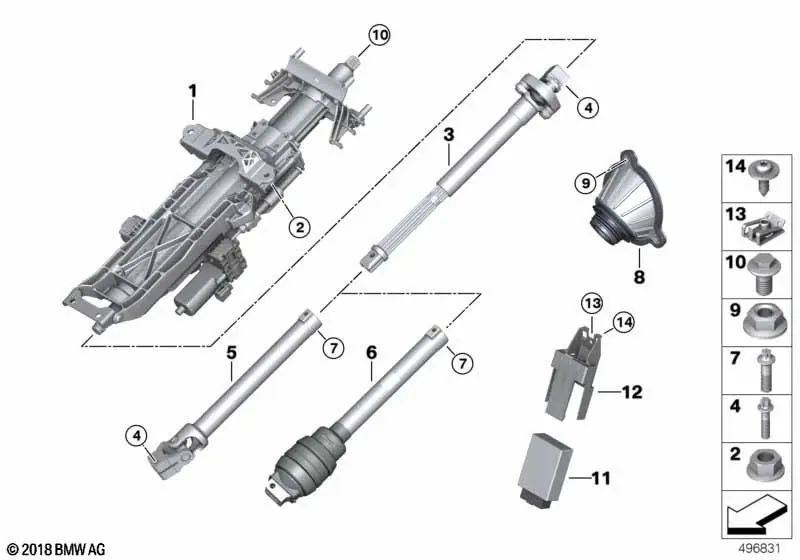 Articulación Universal para BMW G30, G31, G32, G38, G11, G12, G14, G15, G16 (OEM 32306862041). Original BMW