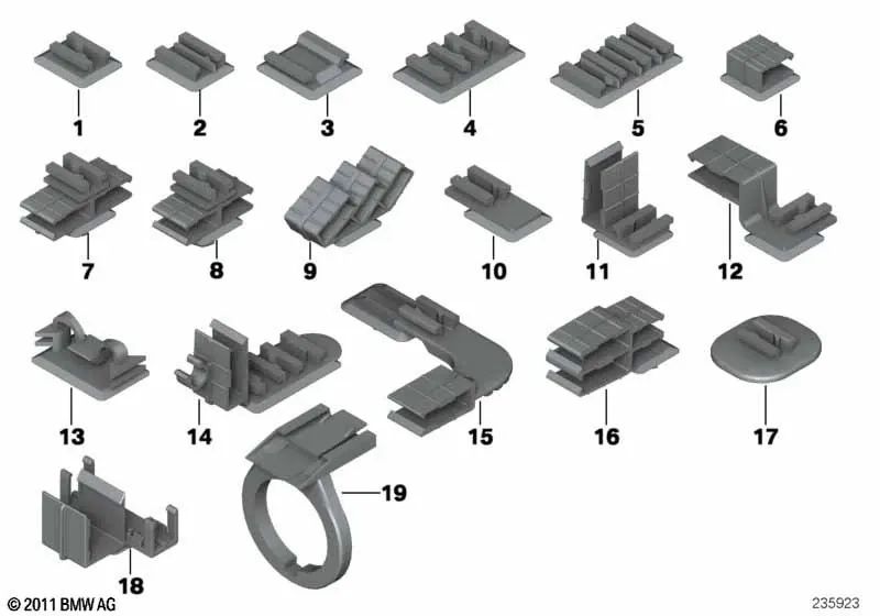 Soporte de Conexión Gris para BMW Serie 1 E87, E87N, E88, F20, F20N, F21, F21N, F52, Serie 3 E46, E90, E90N, E91, E91N, E92, E92N, E93, E93N, Serie 5 E39, Serie 7 E38, E65, E66, X1 E84, X3 E83, E83N, F25, X5 E53, Z4 E89, Z8 E52 (OEM 61108365532). Original