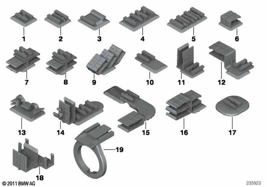 Suporte de conexão cinza para BMW Série 1 E87, E87N, E88, F20, F20N, F21, F21N, F52, Série 3 E46, E90, E90N, E91, E91N, E92, E92N, E93, E93N, Série 5 E39, Série 7 E38, E65, E66, X1 E84, X3 E83, E83N, F25, X5 E53, Z4 E89, Z8 E52 (OEM 61108365532). Original