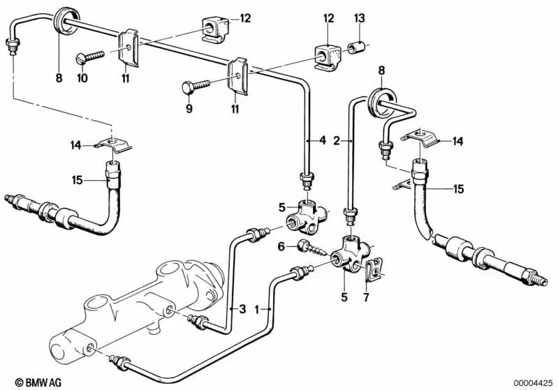 Brake hose for BMW E28, E24 (OEM 34321159889). Original BMW.