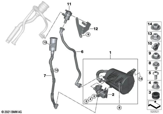 Double Line Clip for BMW 2 Series G42, G87, 3 Series G20, G21, G28, G80, G81, 4 Series G22, G26, G82, G83, 5 Series F90, G30, G31, G38, 6 Series G32, 7 Series G11, G12, X3 F97, G01, G08, X4 F98, G02 (OEM 16137383196). Genuine BMW