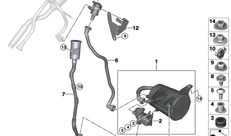 Tubería de ventilación con filtro de polvo para BMW X3 G01, G01N (OEM 16137404082). Original BMW