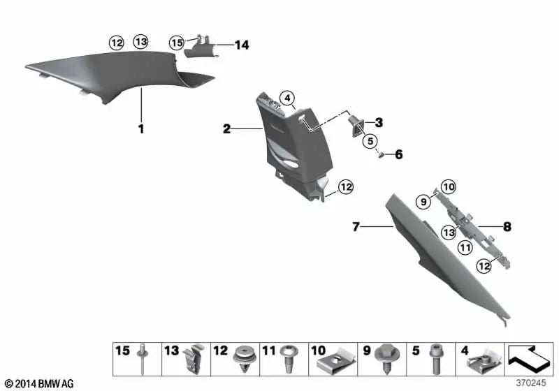 Left A-Pillar Trim for BMW 1 Series F21, F21N, 2 Series F22, F22N (OEM 51447271427). Original BMW.