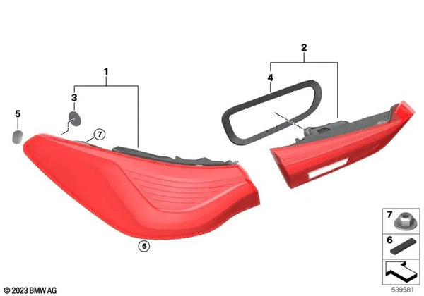 Luz trasera lateral izquierda para BMW Serie 4 G22, G26, G82 (OEM 63217477603). Original BMW