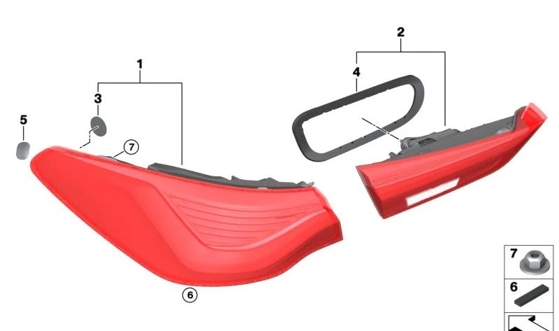 Hintere Pilotkarte für Portón OEM 63219880429 für BMW G22, G23, G26, G82, G83. Original BMW.