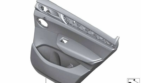 Revestimiento de puerta de cuero trasero derecho para BMW F25 (OEM 51427394412). Original BMW.