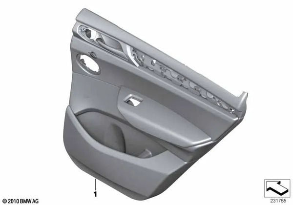 Revestimiento de puerta de cuero trasero derecho para BMW X3 F25 (OEM 51427443534). Original BMW