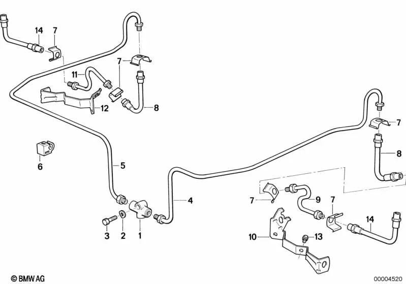 Soporte de Tubería de Freno para BMW Serie 3 E36 (OEM 34321159938). Original BMW.