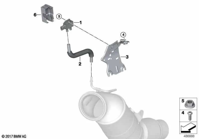 Support for Otto particulate filter sensors for BMW F20N, F21N, F22N, F23N, F30N, F31N, F32N, F36N (OEM 13628682739). Genuine BMW.