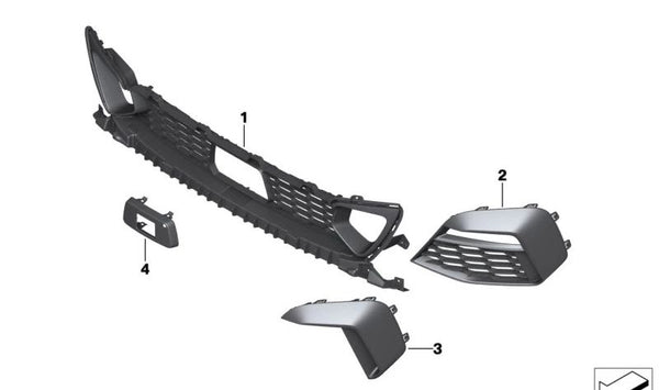 Rejilla lateral derecha OEM 51115A39374 para BMW F44. Original BMW.